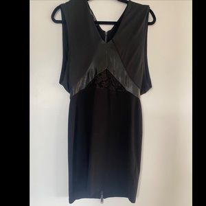 All Saints black mini dress with leather & lace!